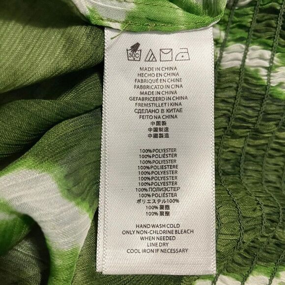 Michael Kors Women’s 1X Plus Sheer Green Tie-Dye Pullover Blouse Fitted Waist - Picture 5 of 7